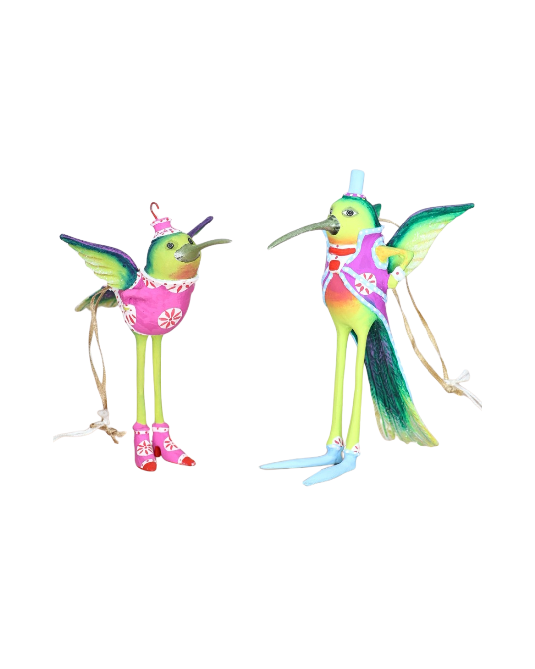 Heek & Hilde Hummingbird – zwei farbenfrohe Kolibri-Figuren von Patience Brewster