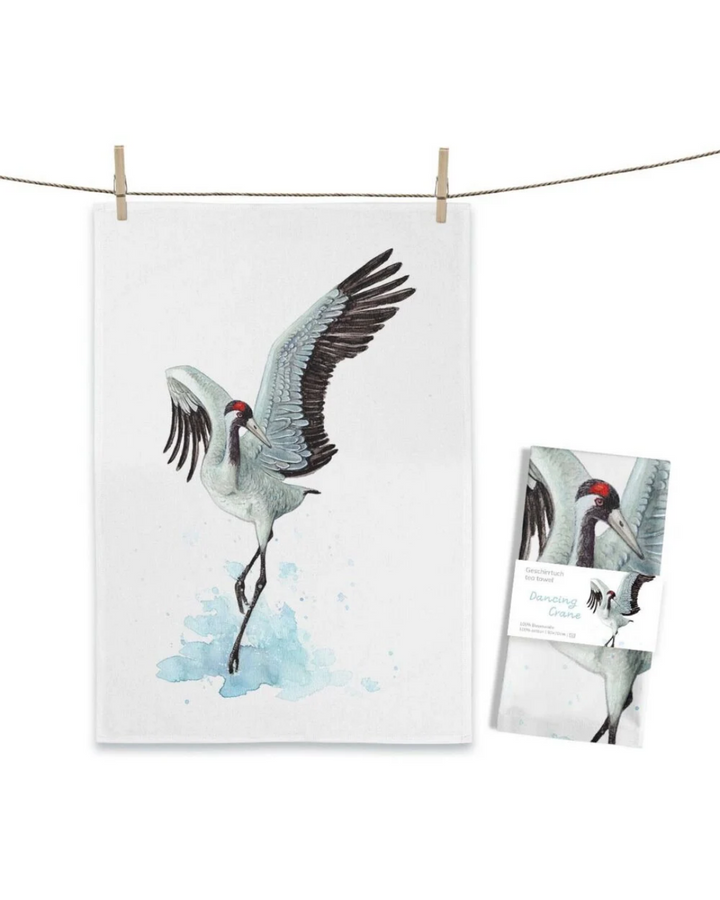 Kranich Geschirrtuch "Dancing Crane" von Maluu