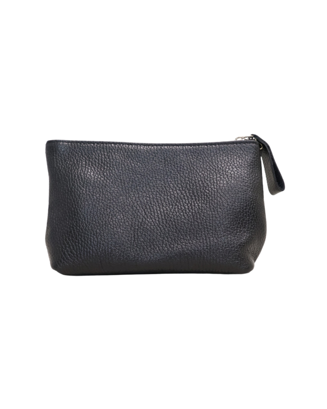 Leder Kosmetiktasche "Ella" in schwarz von Südstrand vor weißen Hintergrund. Die Tasche ist wie ein Rechteck geformt.