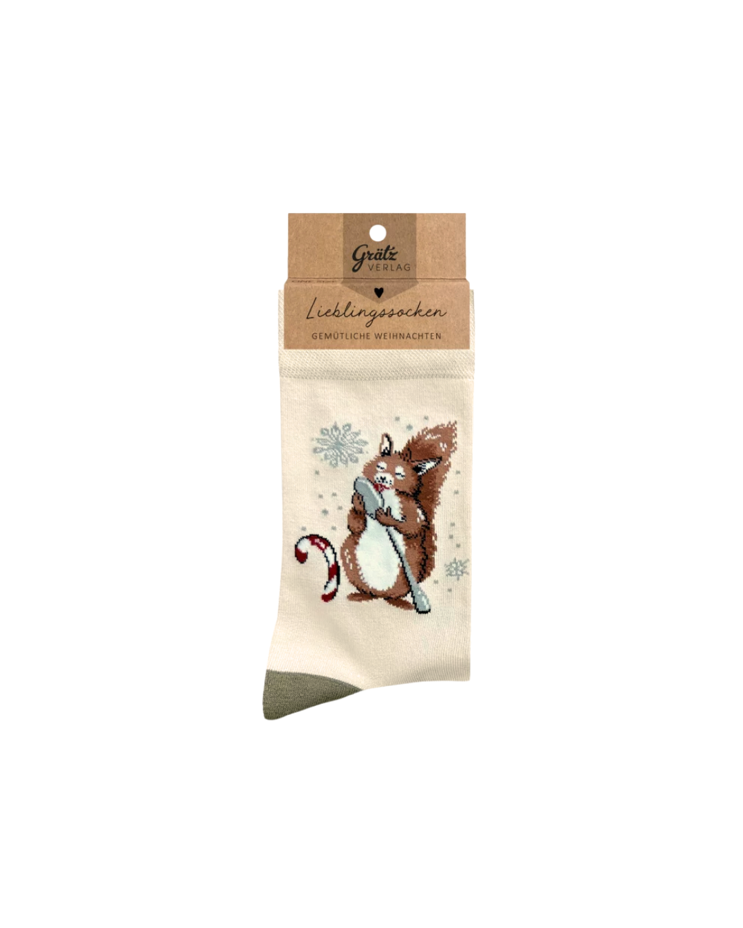 Socken vom Grätz Verlag – festliches Eichhörnchen-Motiv auf kuschelig weichem Material