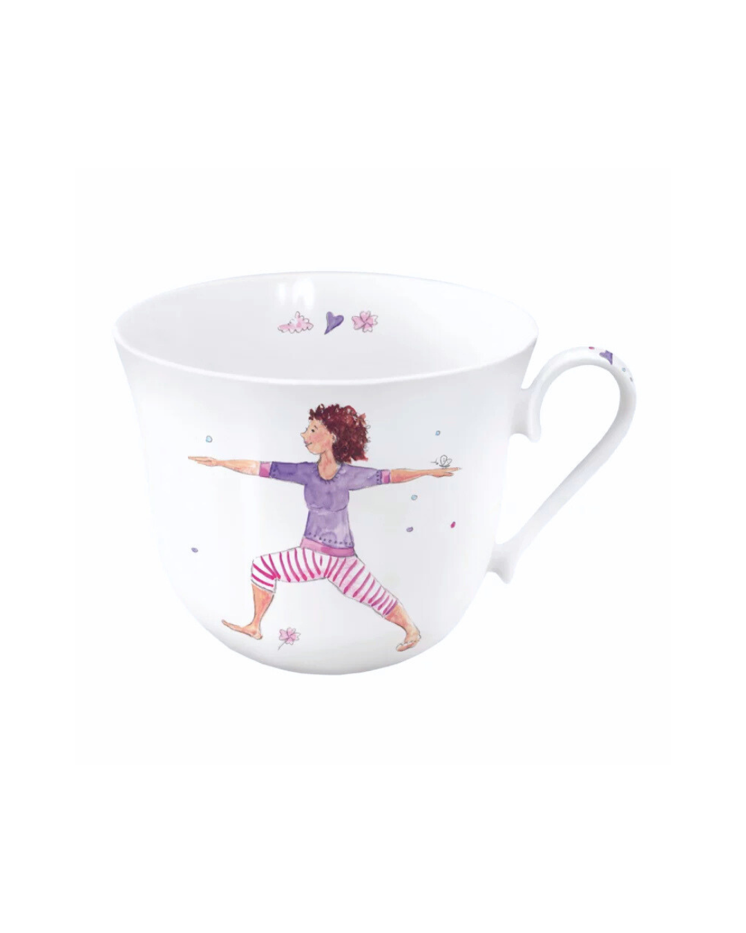 Lieblingstasse „Kleine Auszeit“ vom Grätz Verlag mit Yoga Illustration auf weißem Porzellan