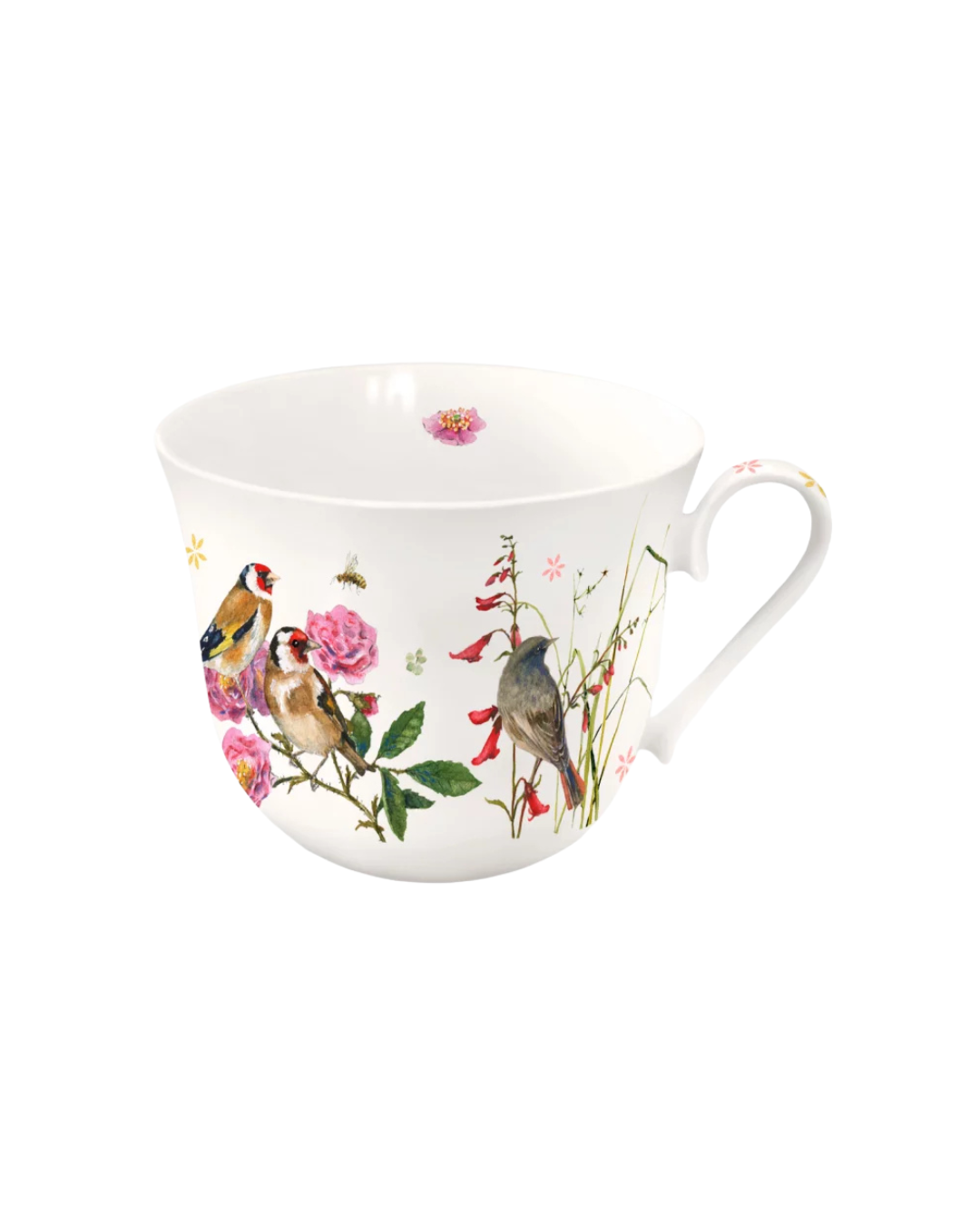 Lieblingstasse Zeit für Harmonie vom Grätz Verlag mit Vögeln und Blumen als Motiv vor weißem Hintergrund.