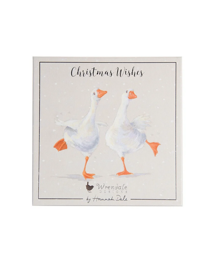 Luxuriöses Gänse Weihnachtskartenset von Wrendale Designs mit 8 Karten und pssenden Umschlägen. Illustriert von Hannah Dale.
