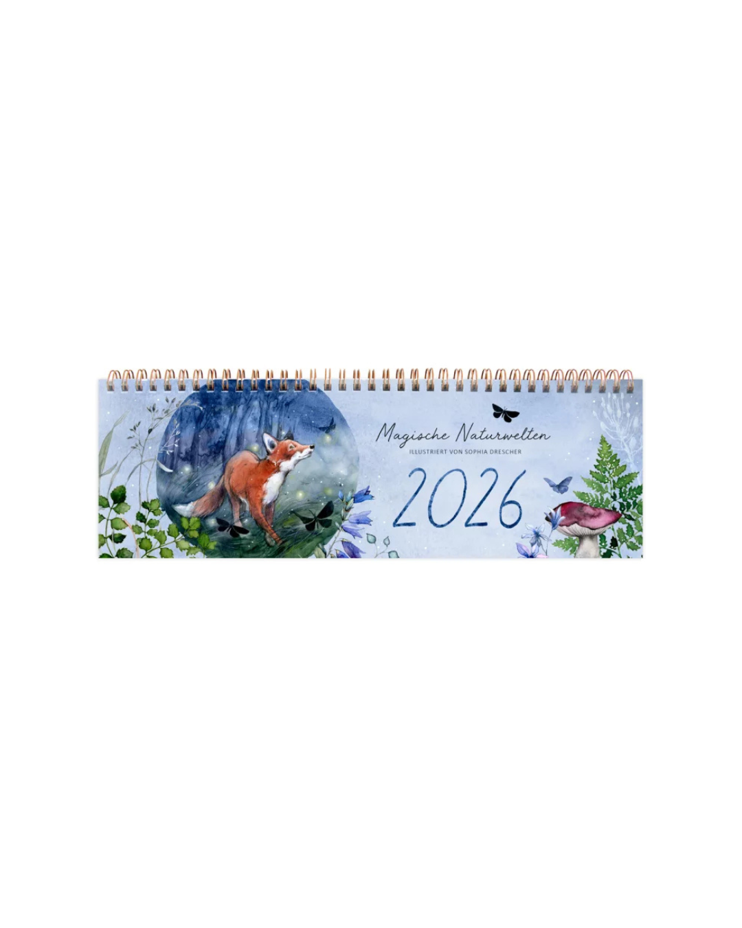 Tischkalender 2026 vom Grätz Verlag mit Natur-Illustrationen von Sophia Drescher und Platz für Notizen