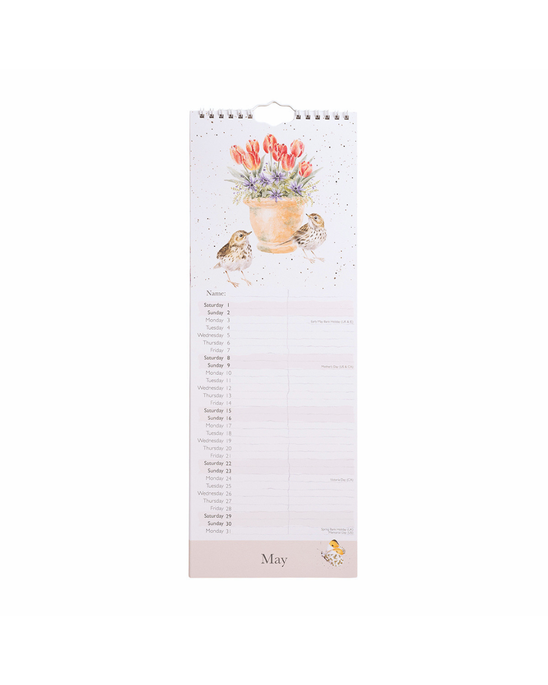 Vogel Streifenkalender 2027 "Feathered Friends" von Wrendale Designs