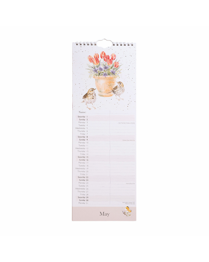Vogel Streifenkalender 2027 "Feathered Friends" von Wrendale Designs