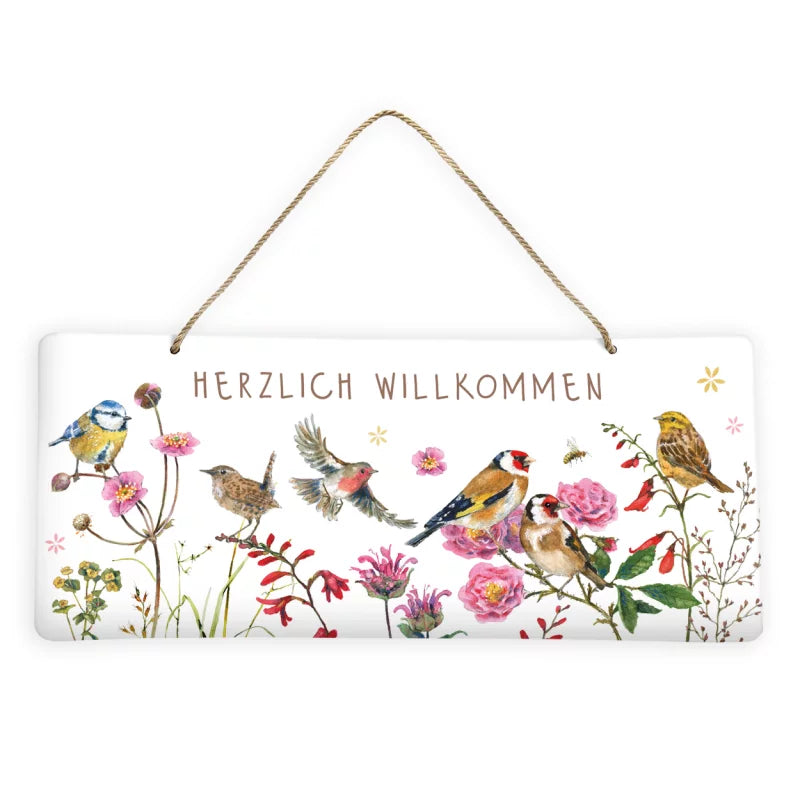 Herzlich Willkommen Metallschild mit Vögeln vom Grätz Verlag