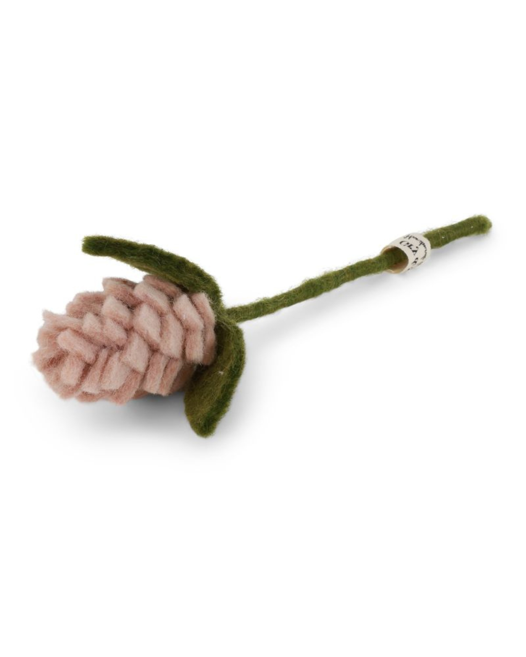 Mini-Artischocke aus Filz in Dusty-Rose von Gry & Sif, freigestellt vor weißem Hintergrund. Die dezente Farbgebung und die geschichtete Blütenstruktur stehen klar im Fokus.