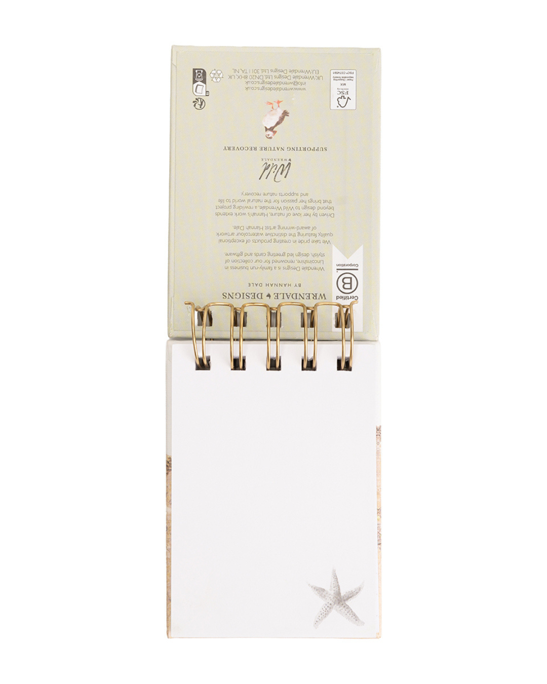 Innenansicht mit blanco Seiten im Mini Notiz- und Skizzenbuch „Seaside“ von Wrendale Designs.