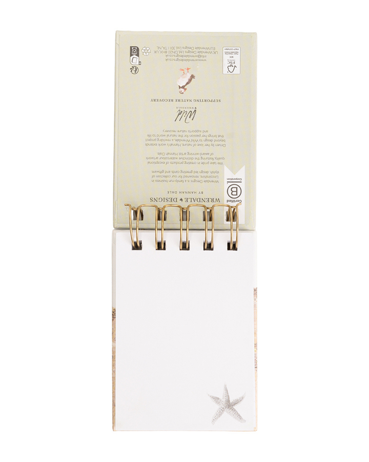 Innenansicht mit blanco Seiten im Mini Notiz- und Skizzenbuch „Seaside“ von Wrendale Designs.