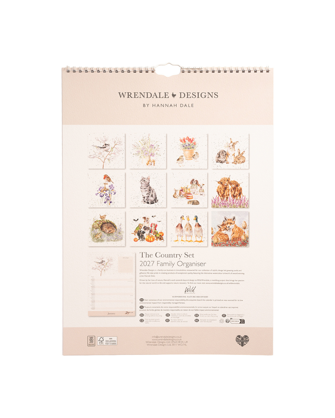 Familienkalender 2027 von Wrendale Designs