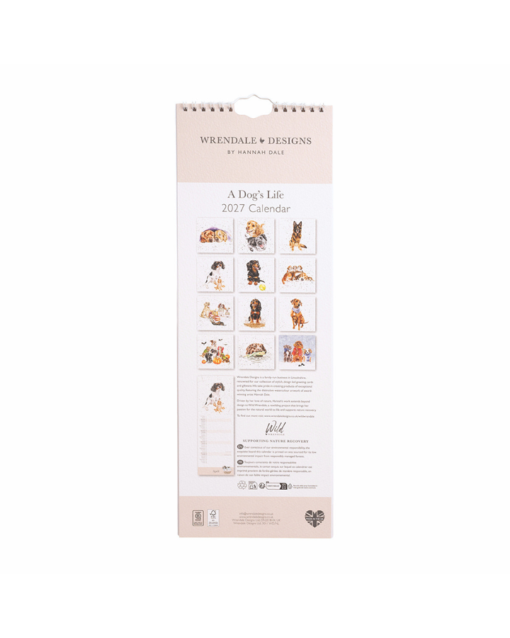 Hunde Streifenkalender 2027 "A Dog's Life" von Wrendale Designs