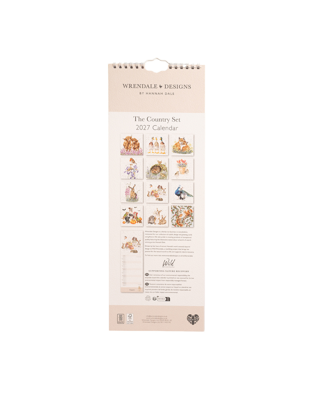 Landleben Streifenkalender 2027 "The Country Set" von Wrendale Designs