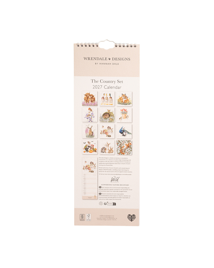 Landleben Streifenkalender 2027 "The Country Set" von Wrendale Designs