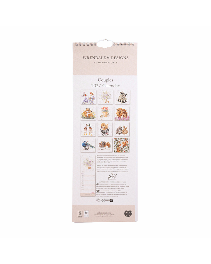 Paar Streifenkalender 2027 "Yours and Mine" von Wrendale Designs