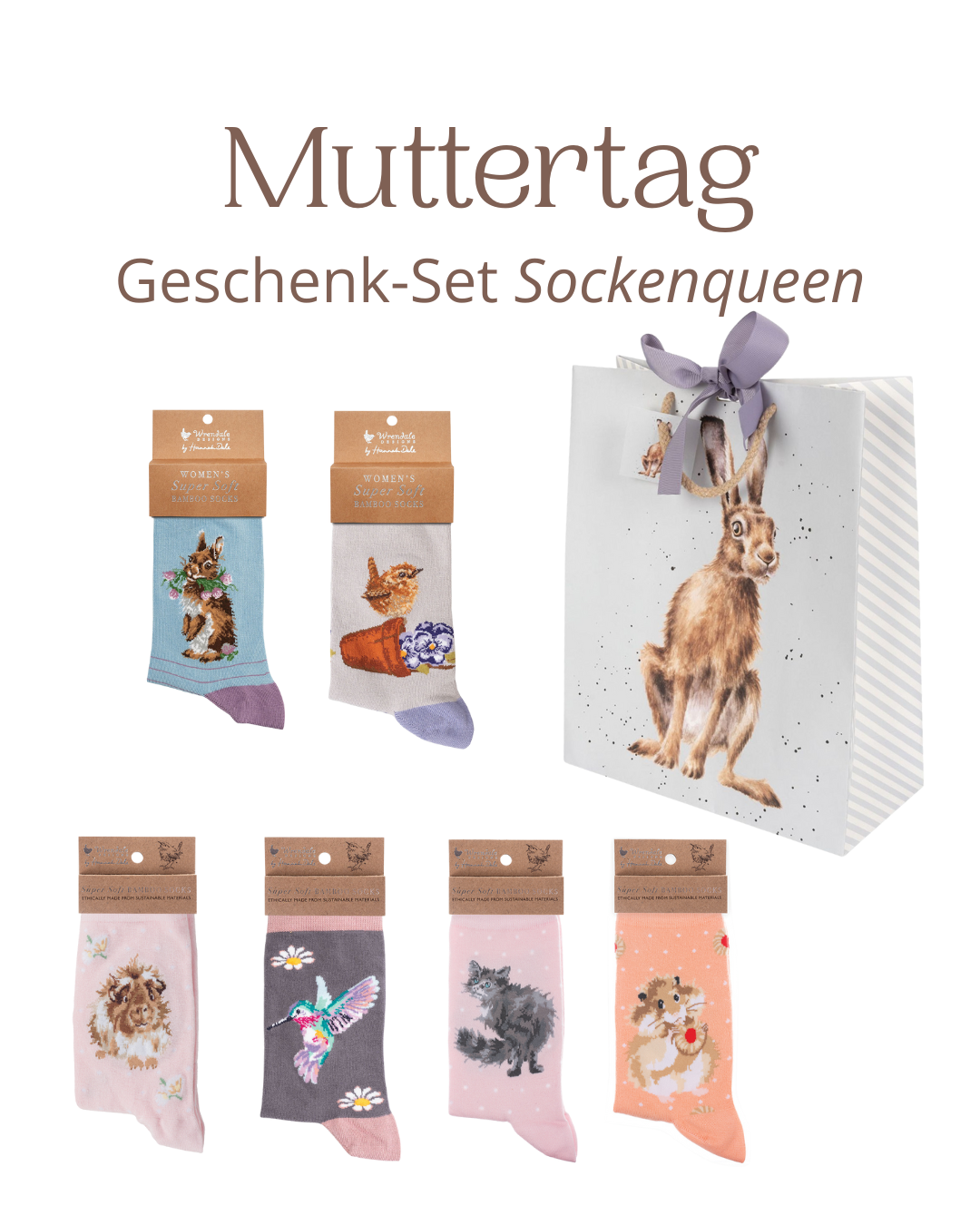 Muttertag Geschenk-Set "Sockenqueen" von Wrendale Designs