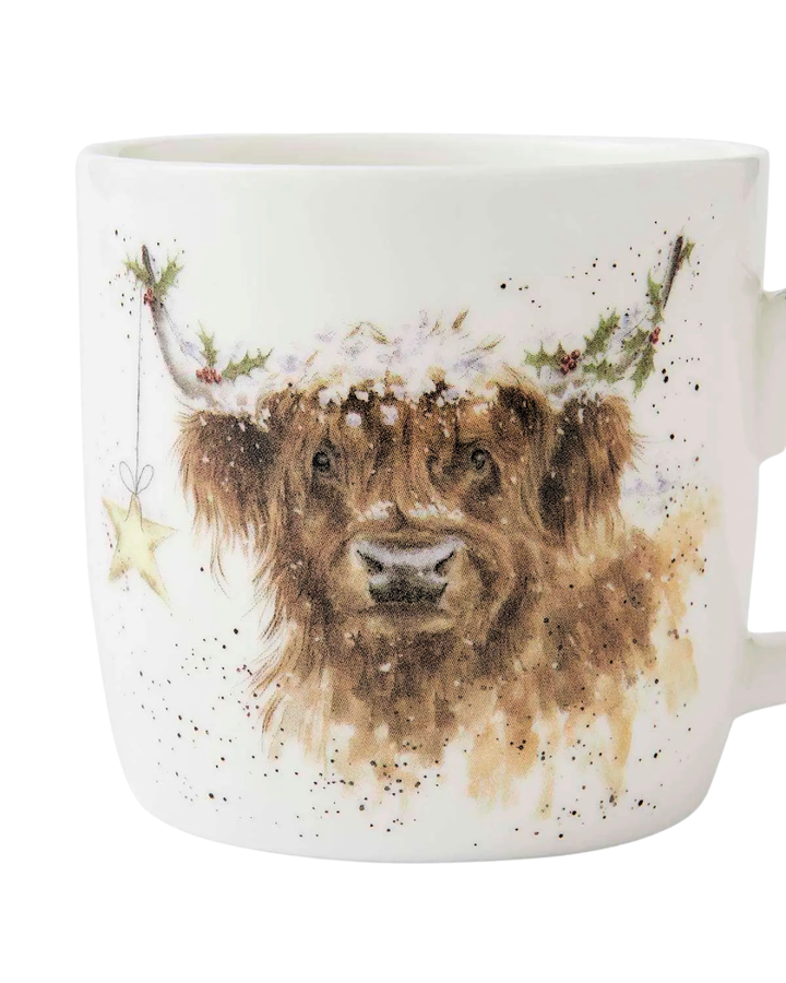 Hochlandkuh Weihnachtstasse "Highland Star" von Wrendale Designs