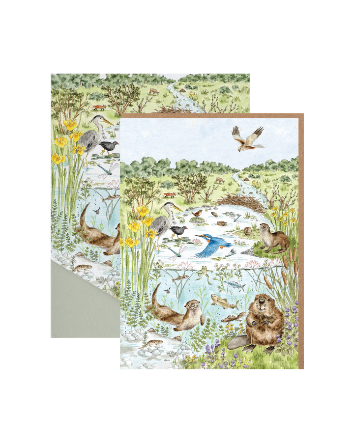 Nature Grußkarten-Set "Riverbank" von Wrendale Designs