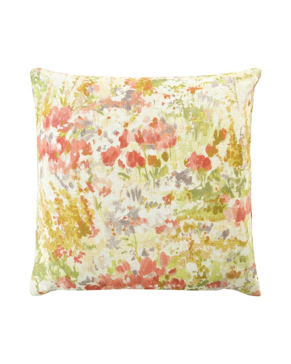 Blumen Kissenbezug „Perugia 40x40“ von Sander in der Farbe Honey mit warmem, mehrfarbigem Blumenmuster in Aquarelloptik.