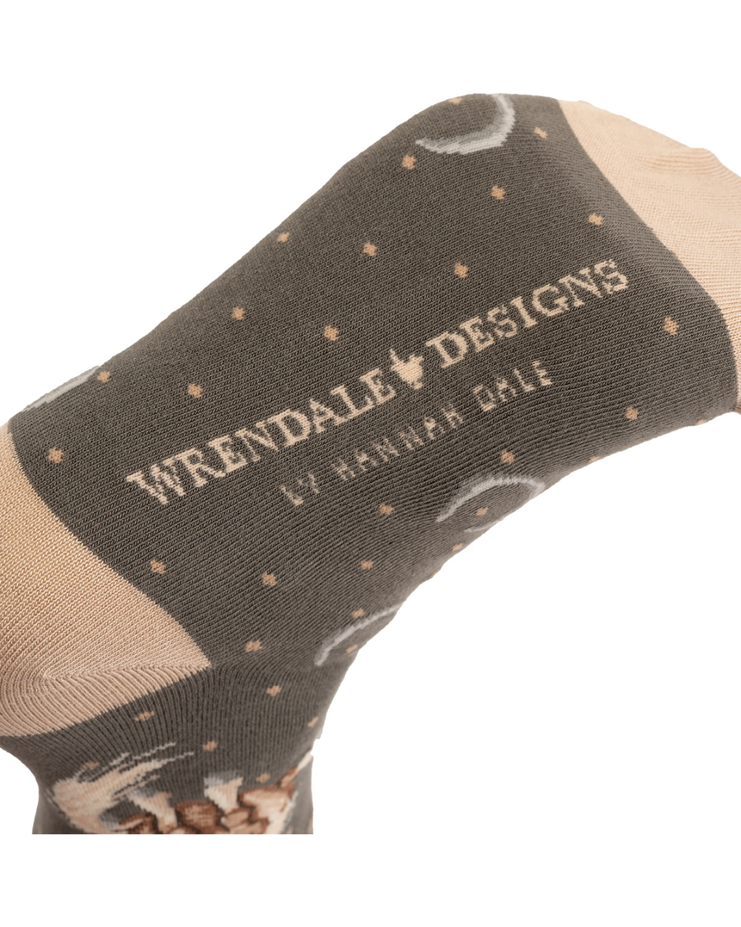 Unterseite der Pferde Socken mit Schriftzug Wrendale Designs by Hannah Dale