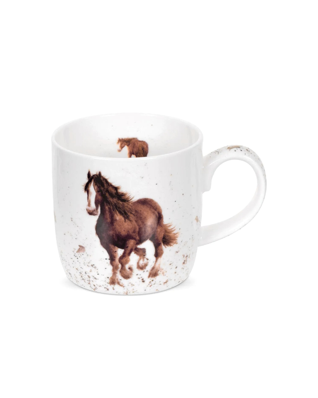 Wrendale Designs Tasse Gigi mit laufendem braunem Pferd als detailreiche Illustration auf weißer Porzellantasse