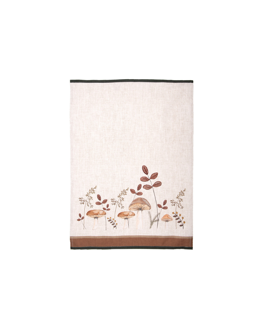 „Geschirrtuch Pilze von Clayre & Eef 50 × 70 cm mit herbstlichem Pilz-Motiv und Blättern“