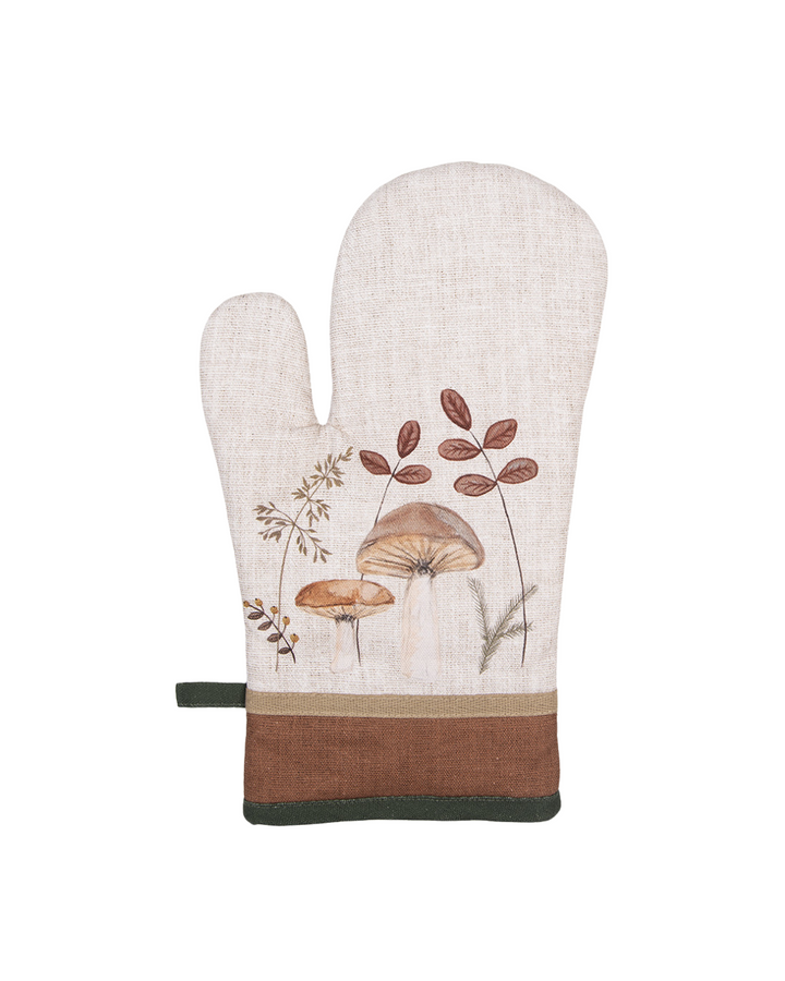 „Ofenhandschuh Pilze von Clayre & Eef mit herbstlichem Pilz-Motiv auf der Vorderseite“