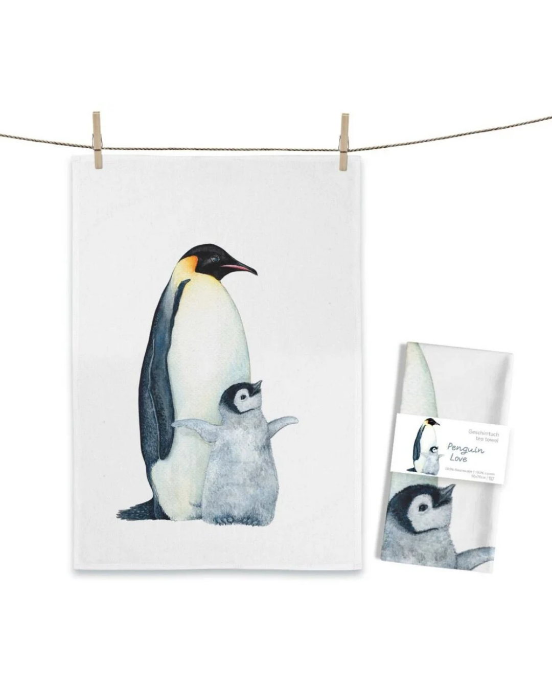 Pinguin Geschirrtuch "Penguin Love" von Maluu