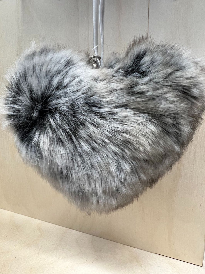 Fabulous Faux Fur Heart Ornament Riviera Maison