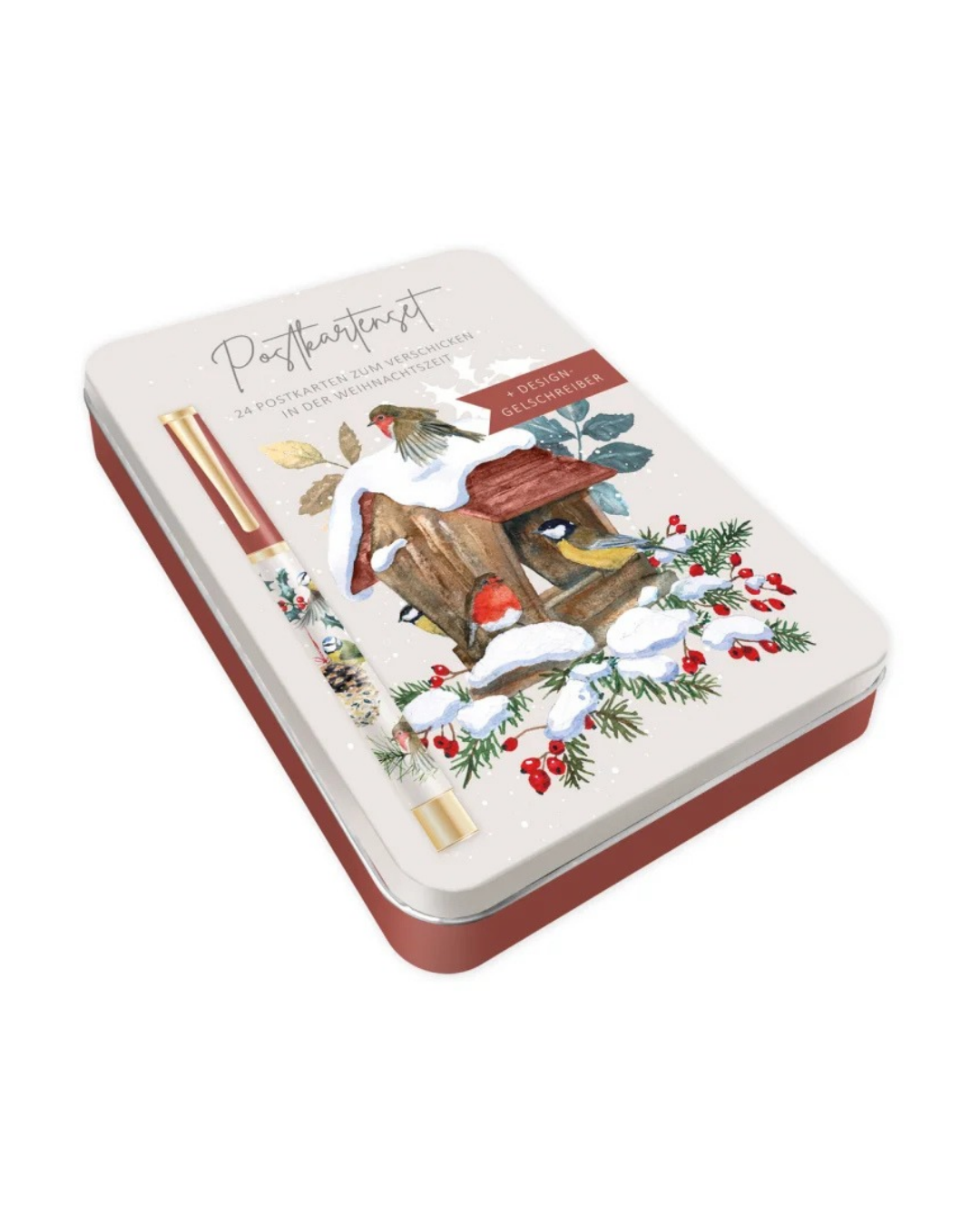 Weihnachtspostkartenset "Am Vogelhaus" mit Gelschreiber vom Grätz Verlag