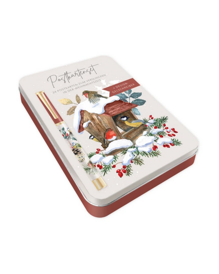 Weihnachtspostkartenset "Am Vogelhaus" mit Gelschreiber vom Grätz Verlag