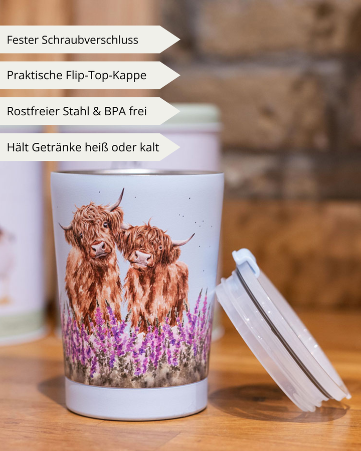 Hochlandkuh Thermobecher To Go "Highland Cow" von Wrendale Designs
