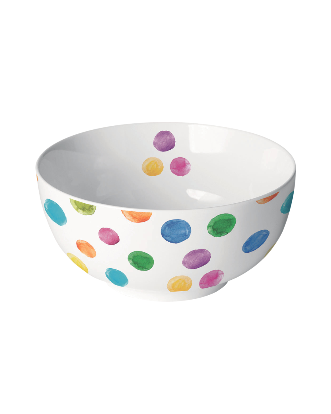 Müslischale „Polka Dots“ von Ambiente mit bunten Punkten auf weißem Porzellan