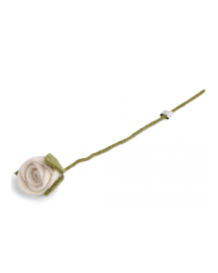 Weiße Filzrose von Gry & Sif mit langem Stiel