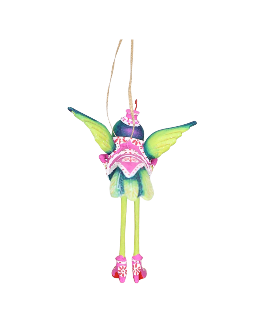 Rückansicht Kolibri Krinkle Hilde Hummingbird – handbemalte Figur von Patience Brewster.