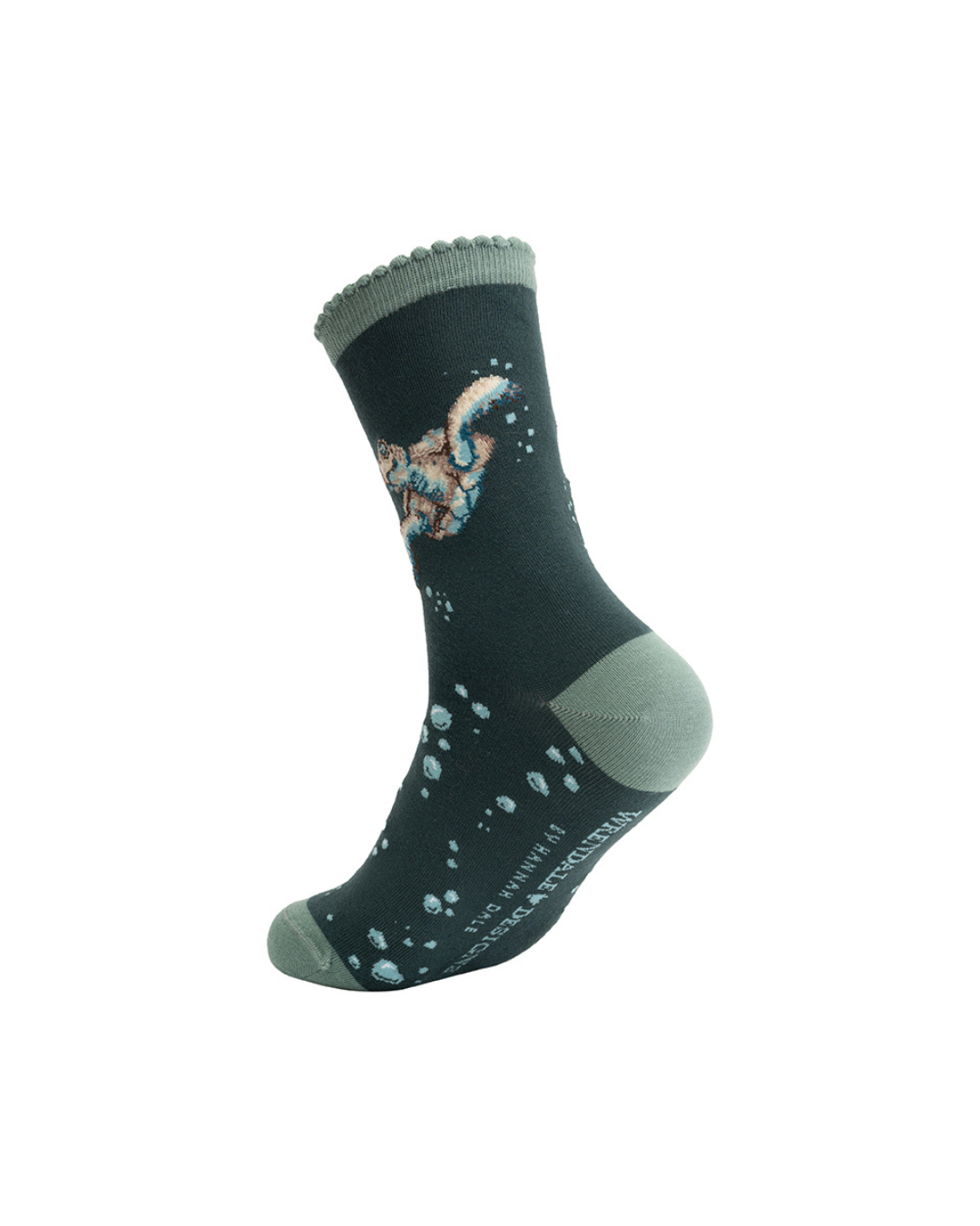Rückansicht der Schildkröten Socken von Wrendale Designs mit Bläschenmuster
