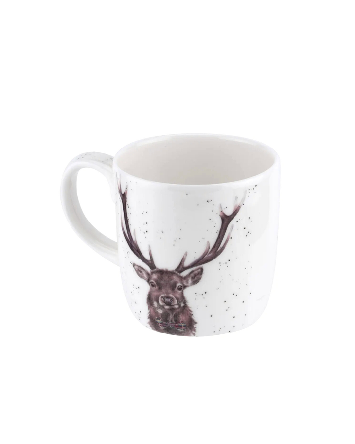 Rückansicht der großen Wrendale Designs Tasse Dad mit Hirschillustration und gesprenkeltem Hintergrund