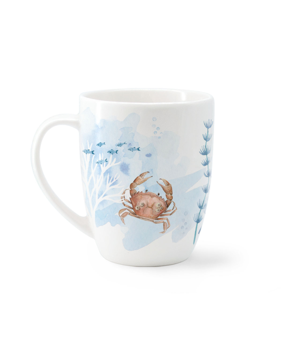 Porzellantasse „Sealife“ von Maluu mit Krabbe im Aquarelldesign