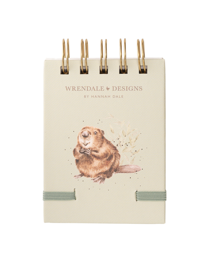 Rückseite des Mini Notiz- und Skizzenbuchs „Riverbank“ von Wrendale Designs mit dezentem Muster.