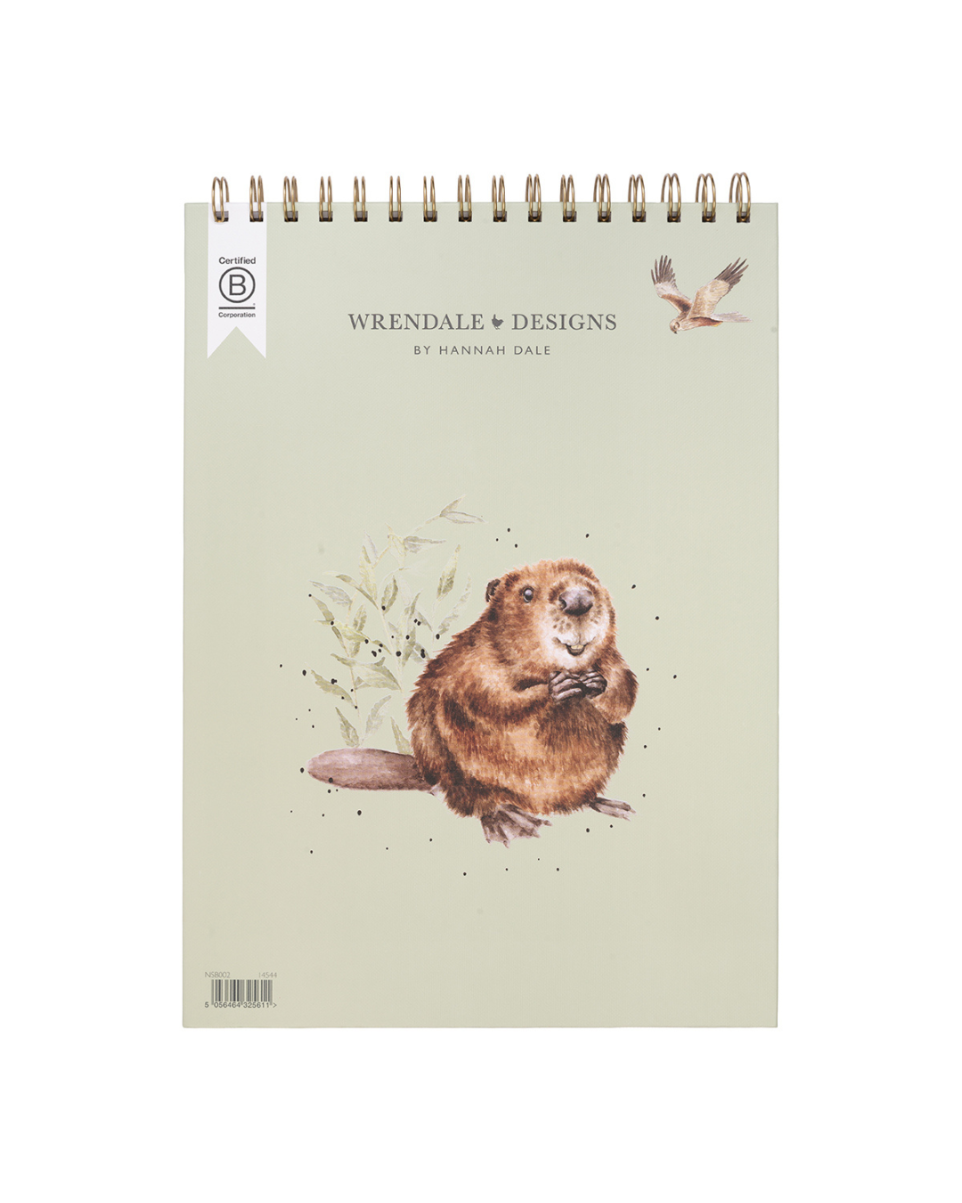 Rückseite des Skizzenbuchs Riverbank von Wrendale Designs mit Biberillustration
