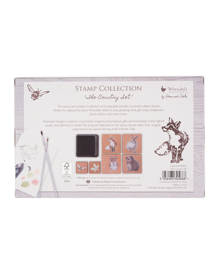 Rückseite der Stempel Geschenkverpackung "The Country Set" von Wrendale Designs.