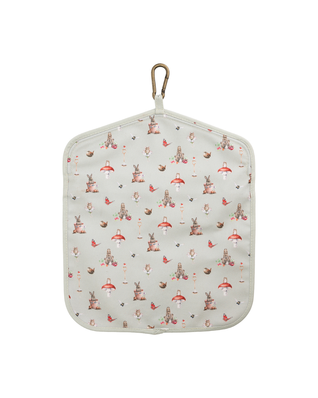 Rückseite des Wäscheklammer-Beutels „Garden Friends“ von Wrendale Designs mit durchgehendem Gartenmotiv.