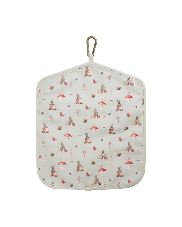 Rückseite des Wäscheklammer-Beutels „Garden Friends“ von Wrendale Designs mit durchgehendem Gartenmotiv.