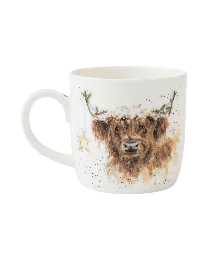Hochlandkuh Weihnachtstasse "Highland Star" von Wrendale Designs