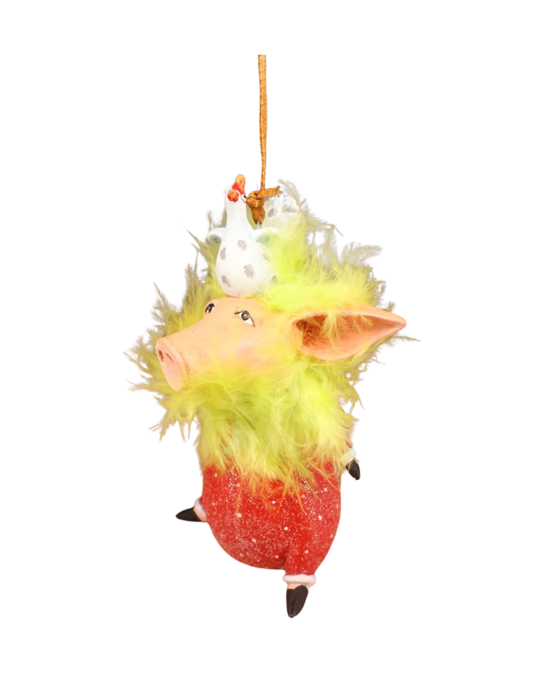 Schweine Krinkle Phillis Pig von Patience Brewster freigestellt mit Aufhängung