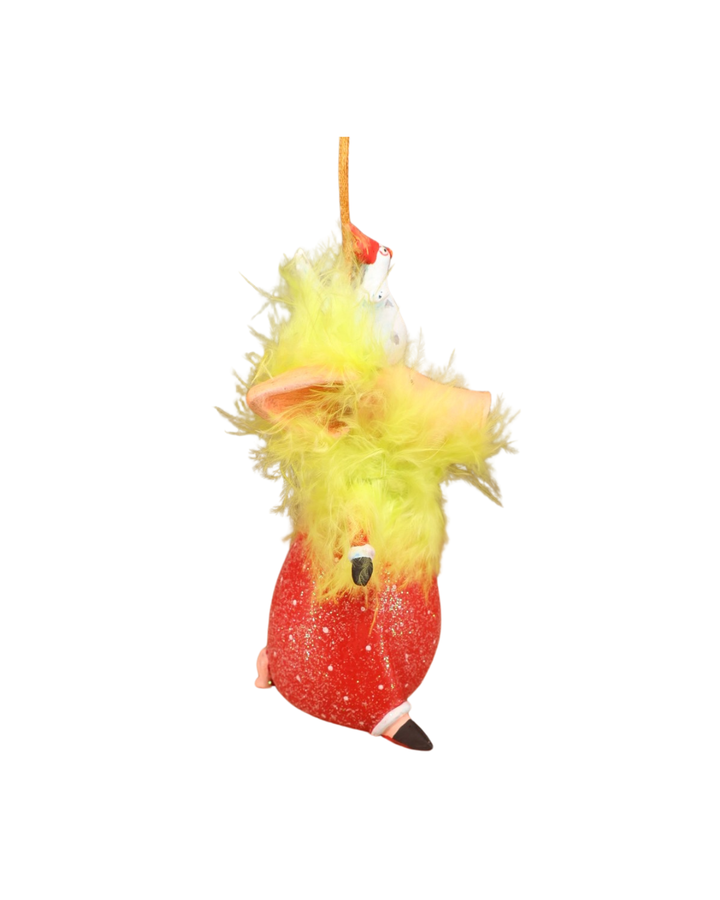 Krinkle Schwein Phillis Pig von Patience Brewster mit gelb/grünem Federkragen