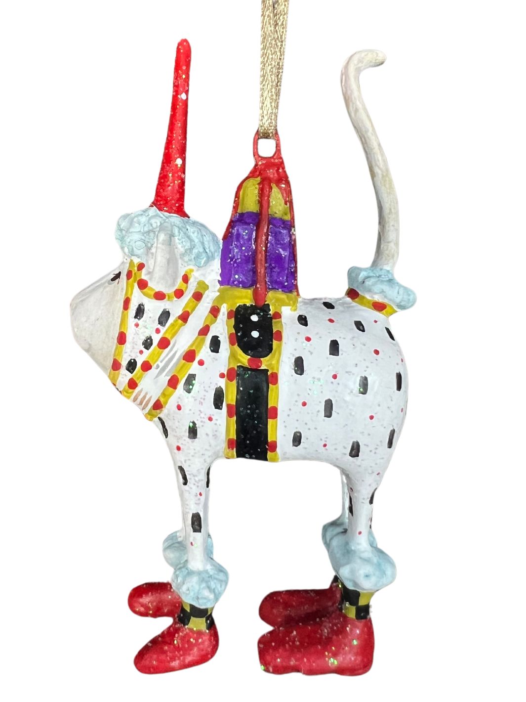 Seitenansicht Krinkles Pat Santa Hat Ornament von Patience Brewster