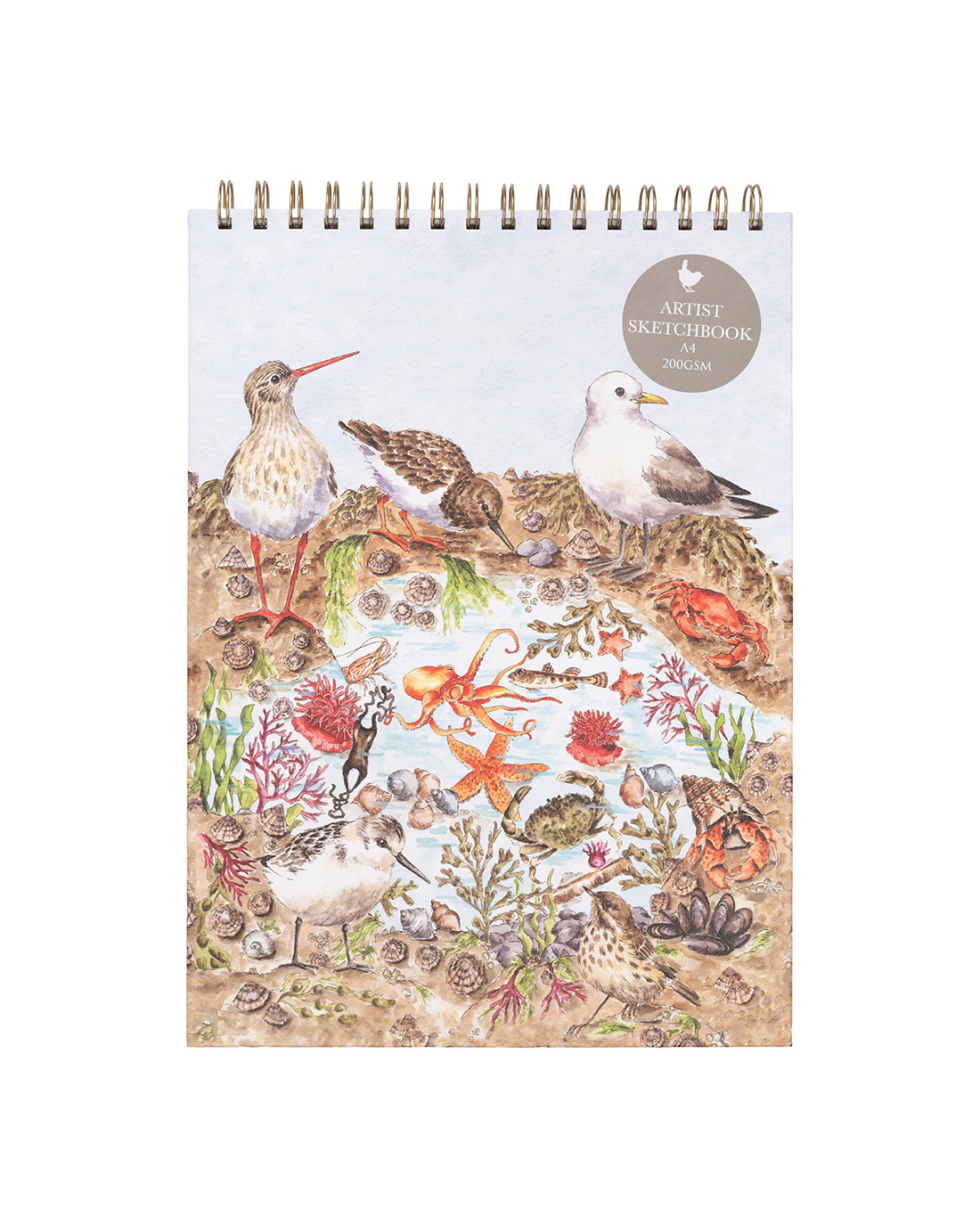 Wrendale Designs Skizzenbuch A4 mit Tier- und Heckenmotiv auf dem Cover, Spiralbindung oben