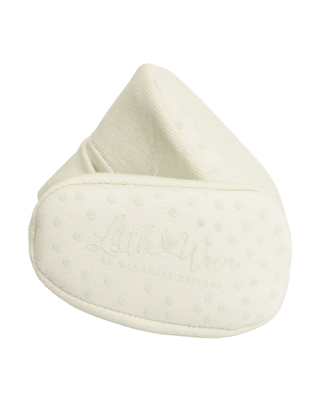 Unterseite der Elefanten Babyschuhe „Little Savannah“ von Wrendale Designs mit rutschhemmender Sohle und eingeprägtem Schriftzug.