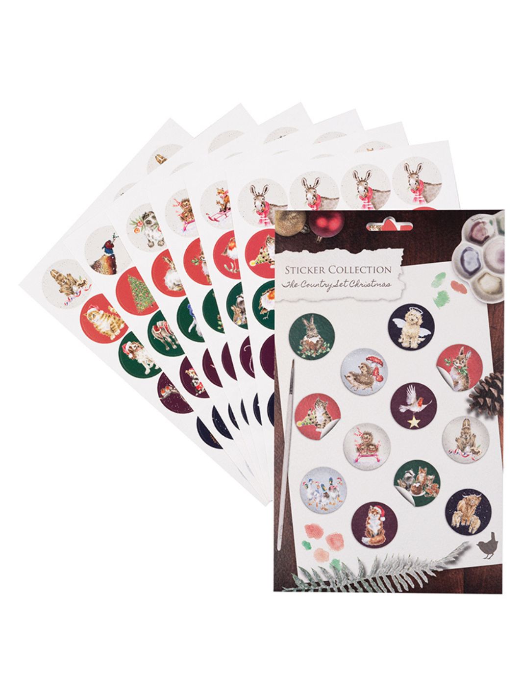 Sticker-Set der Weihnachts-Kollektion mit süßen Tiermotiven von Wrendale Designs.